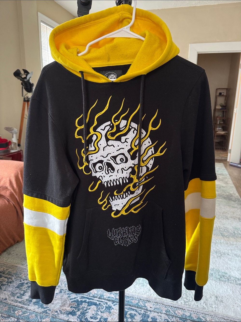 Black & Yellow Skull Graphic Hoodie